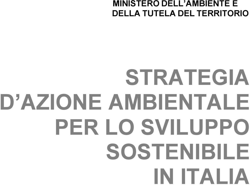 STRATEGIA D AZIONE AMBIENTALE