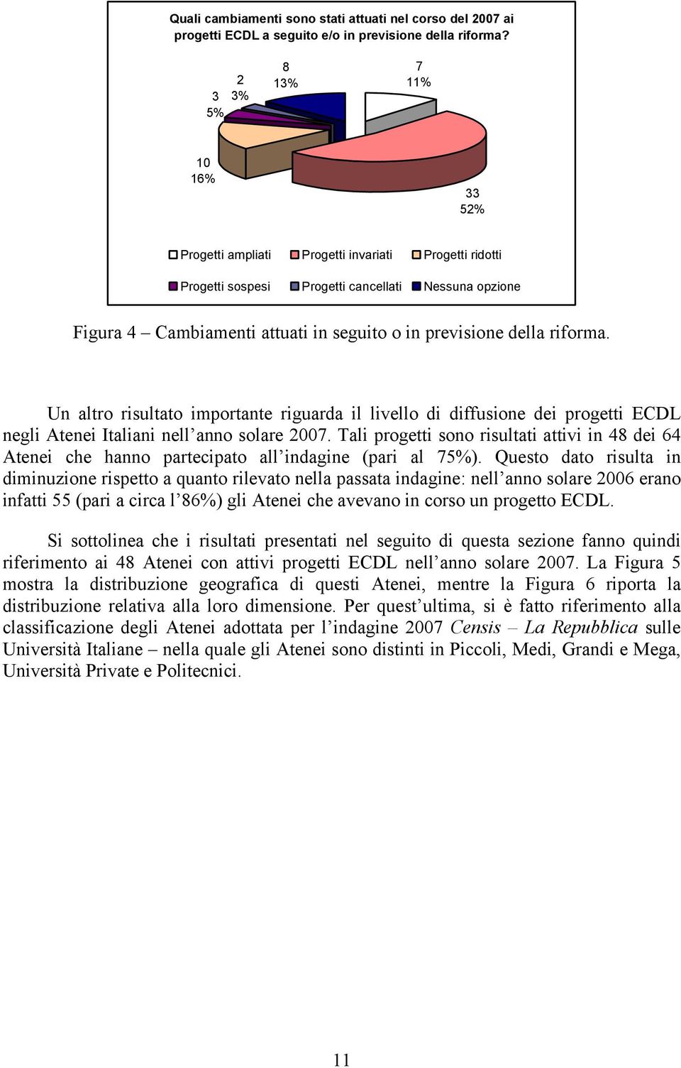 riforma. Un altro risultato importante riguarda il livello di diffusione dei progetti ECDL negli Atenei Italiani nell anno solare 007.