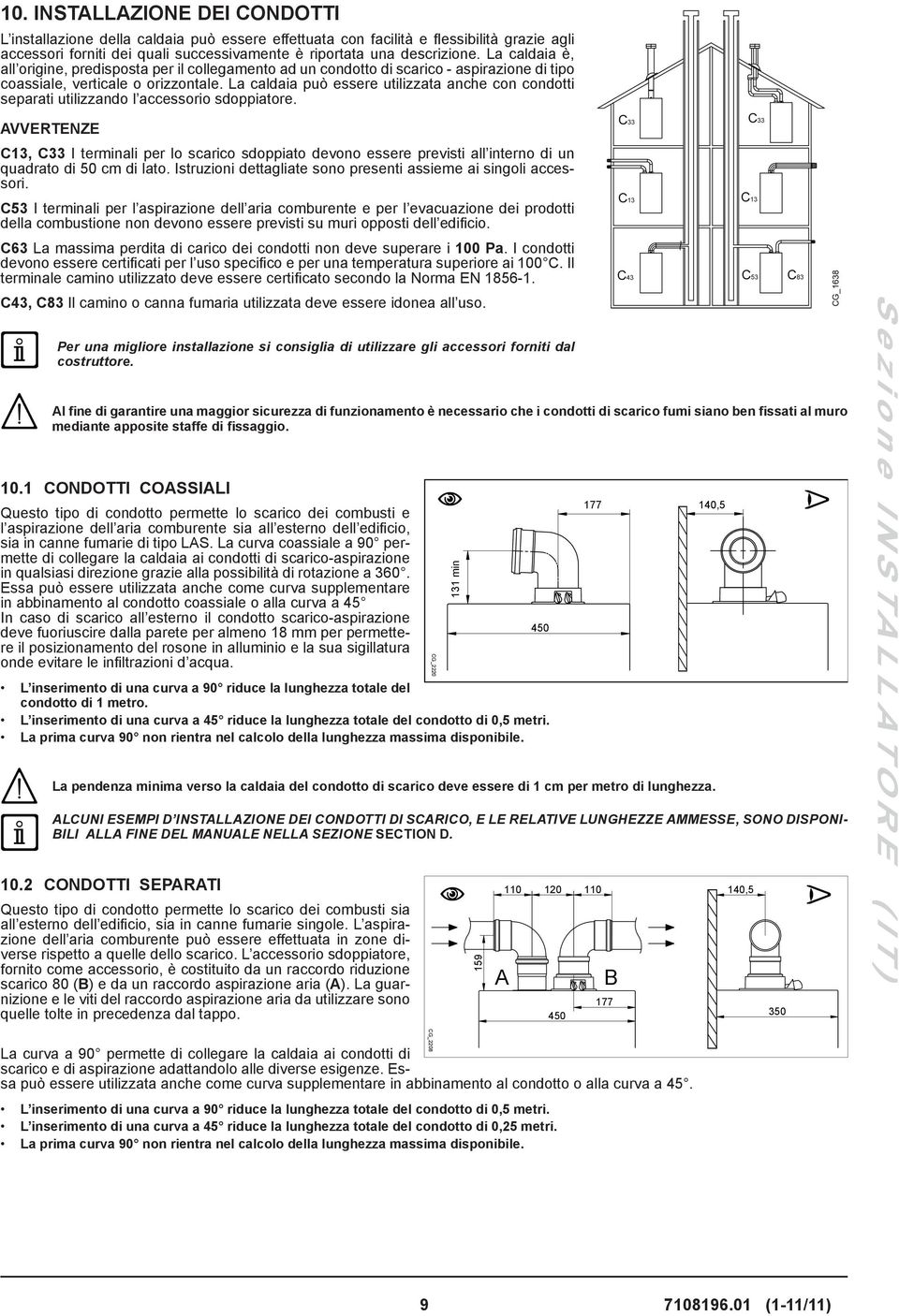 La caldaia può essere utilizzata anche con condotti separati utilizzando l accessorio sdoppiatore.