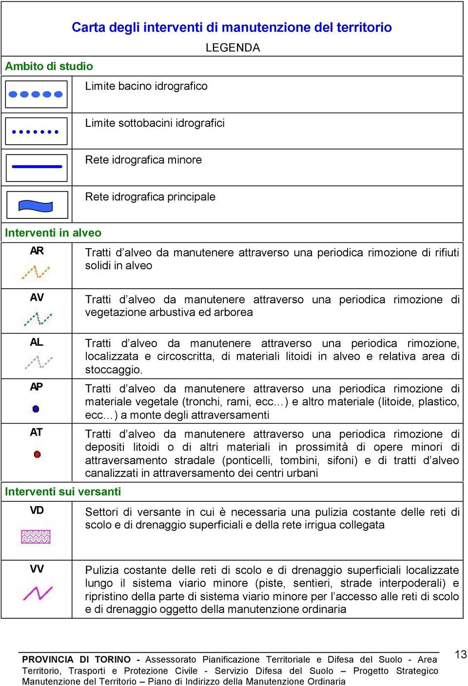 arborea AL AP AT Interventi sui versanti VD Tratti d alveo da manutenere attraverso una periodica rimozione, localizzata e circoscritta, di materiali litoidi in alveo e relativa area di stoccaggio.