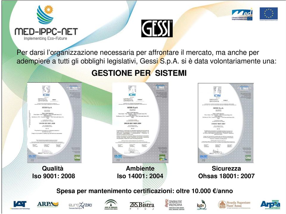 si è data volontariamente una: GESTIONE PER SISTEMI Qualità Iso 9001: 2008