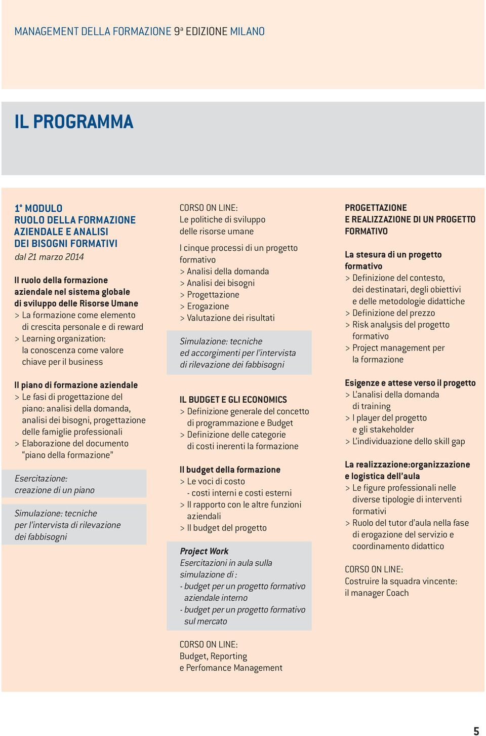 formazione aziendale > Le fasi di progettazione del piano: analisi della domanda, analisi dei bisogni, progettazione delle famiglie professionali > Elaborazione del documento piano della formazione