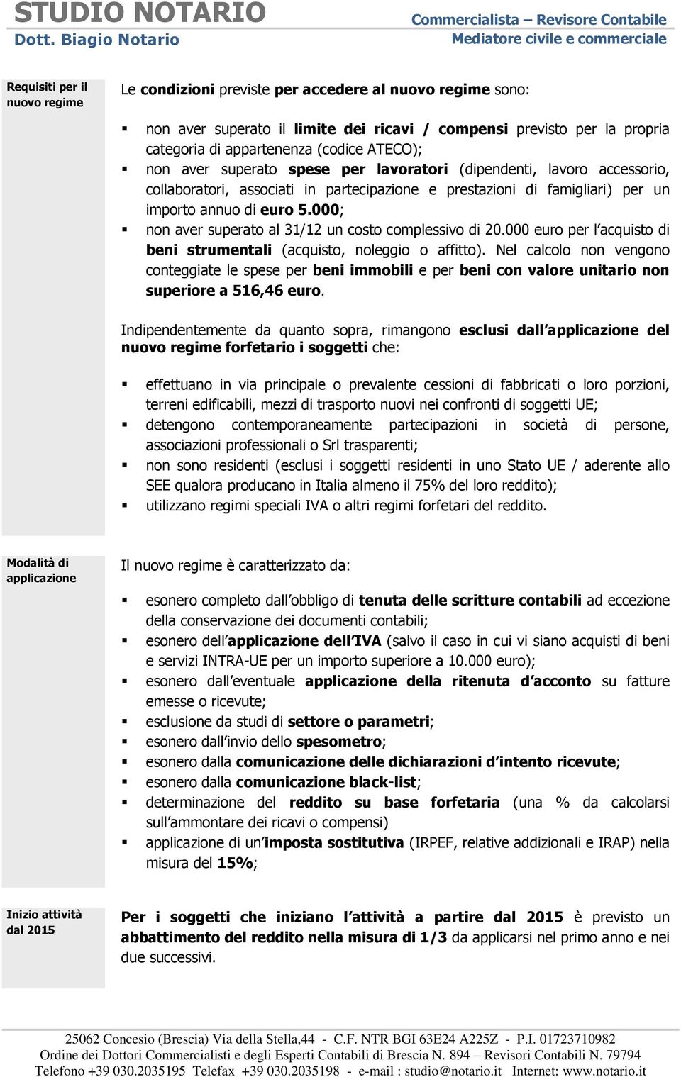 000; non aver superato al 31/12 un costo complessivo di 20.000 euro per l acquisto di beni strumentali (acquisto, noleggio o affitto).