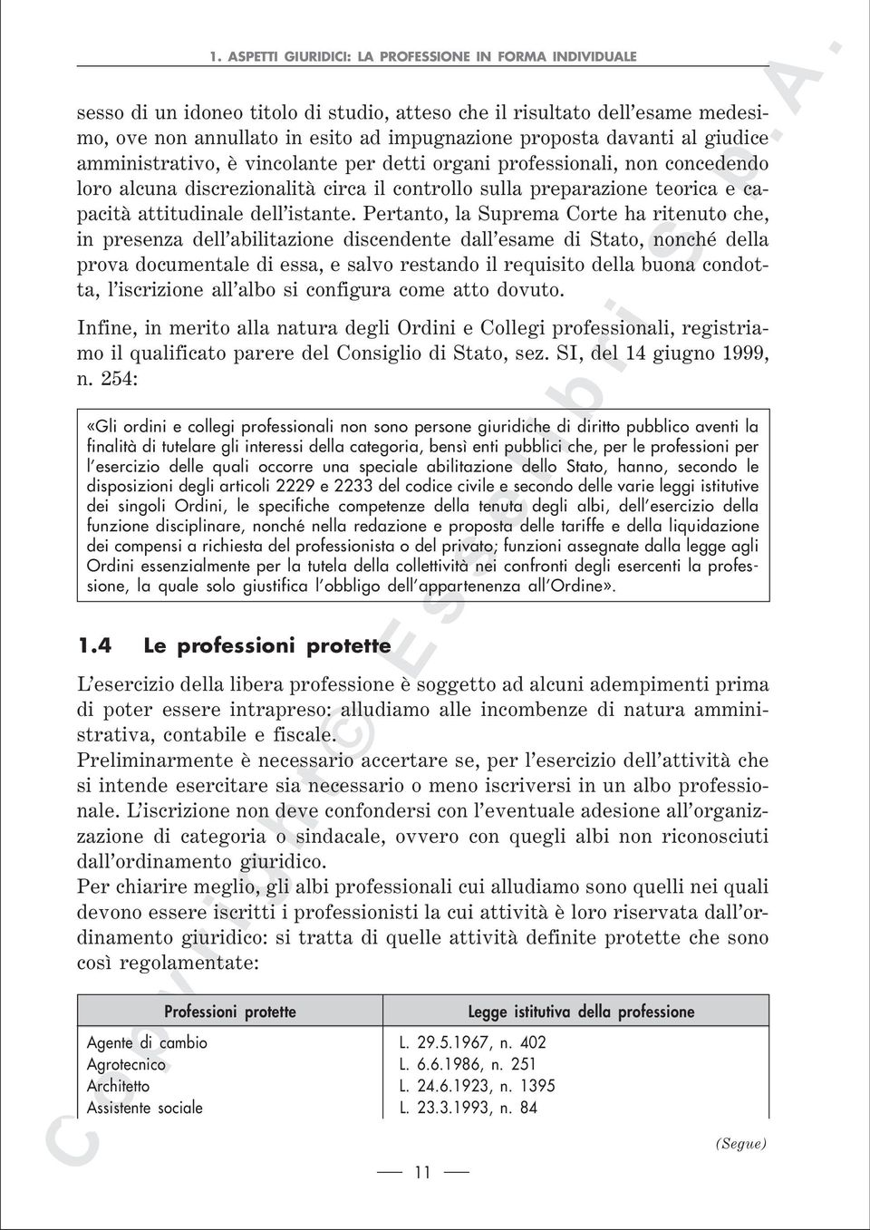 Pertanto, la Suprema orte ha ritenuto che, in presenza dell abilitazione discendente dall esame di Stato, nonché della prova documentale di essa, e salvo restando il requisito della buona condotta, l