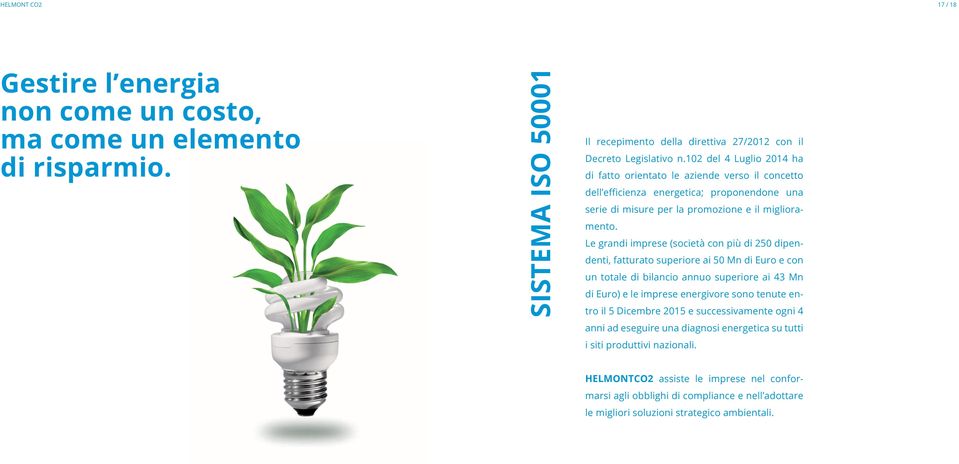 Le grandi imprese (società con più di 250 dipendenti, fatturato superiore ai 50 Mn di Euro e con un totale di bilancio annuo superiore ai 43 Mn di Euro) e le imprese energivore sono tenute entro il 5