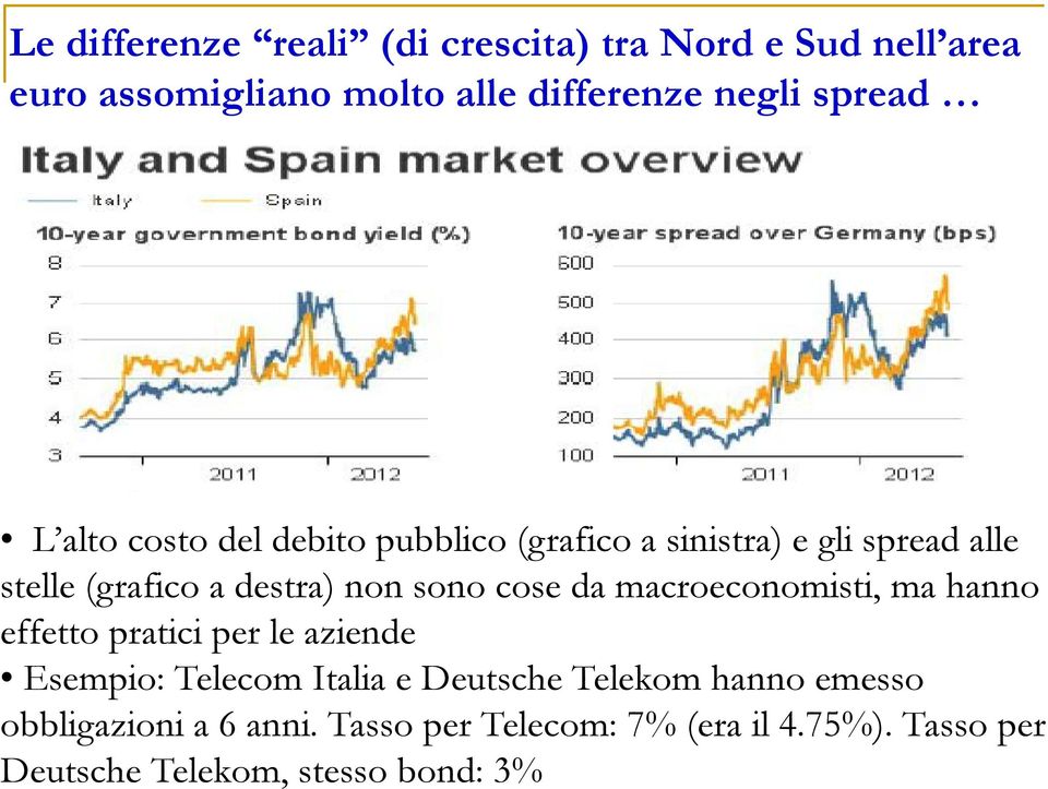 sono cose da macroeconomisti, ma hanno effetto pratici per le aziende Esempio: Telecom Italia e Deutsche