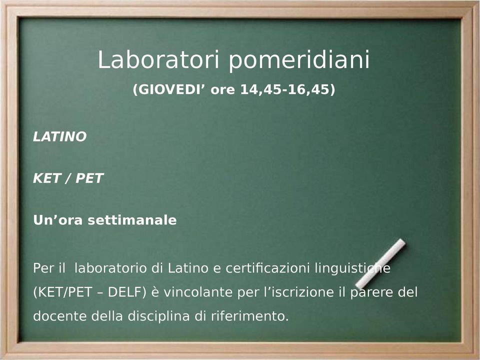 certificazioni linguistiche (KET/PET DELF) è vincolante per