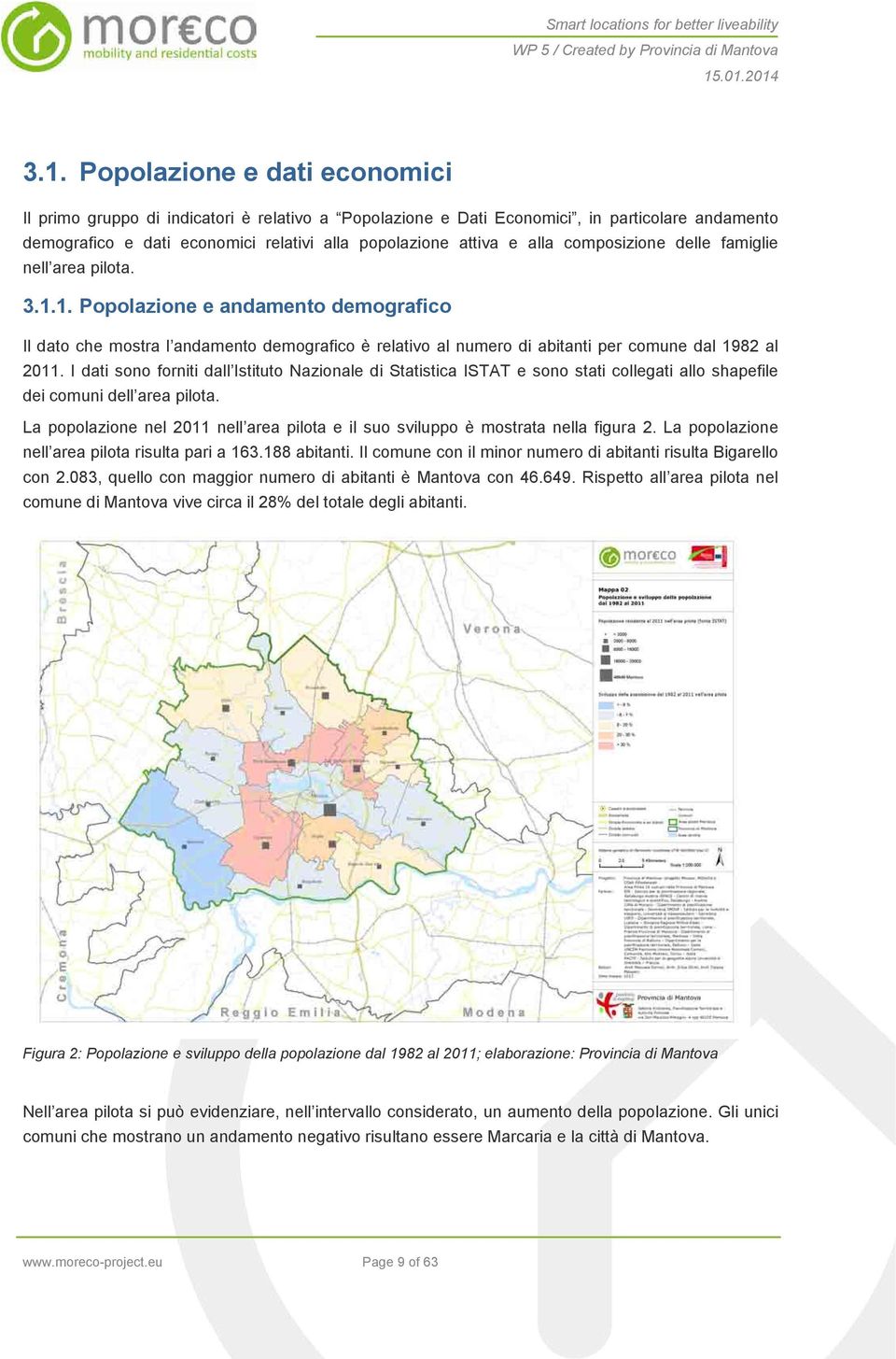 I dati sono forniti dall Istituto Nazionale di Statistica ISTAT e sono stati collegati allo shapefile dei comuni dell area pilota.