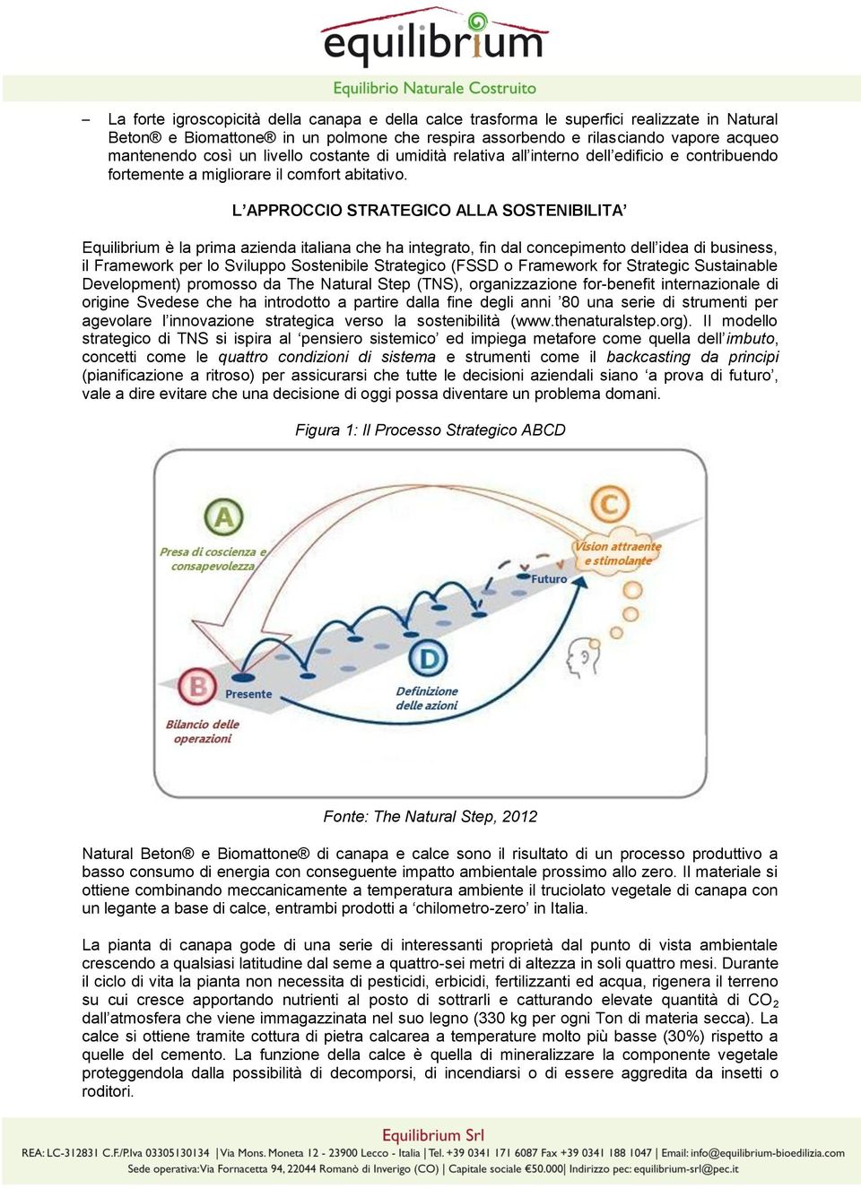 L APPROCCIO STRATEGICO ALLA SOSTENIBILITA Equilibrium è la prima azienda italiana che ha integrato, fin dal concepimento dell idea di business, il Framework per lo Sviluppo Sostenibile Strategico