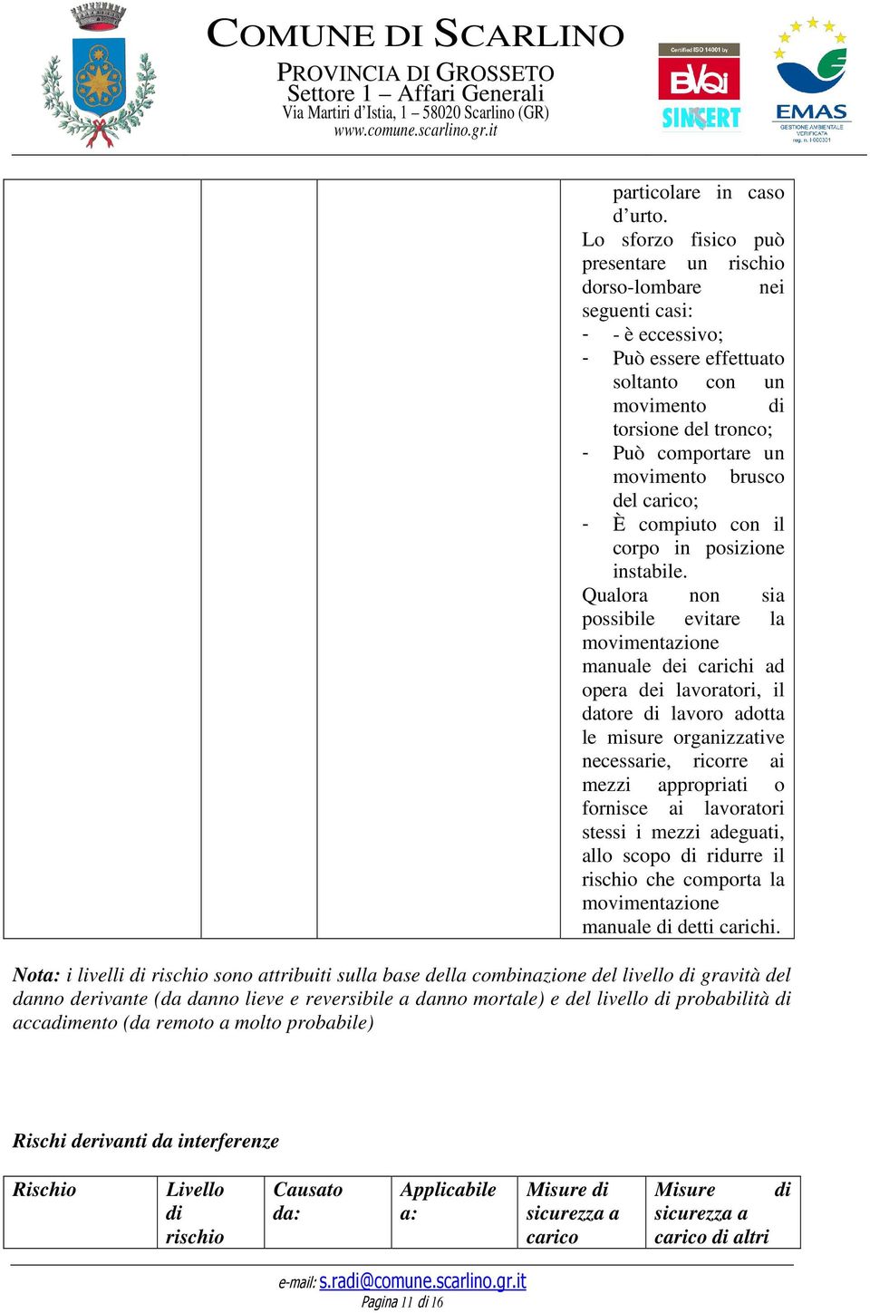 brusco del carico; - È compiuto con il corpo in posizione instabile.