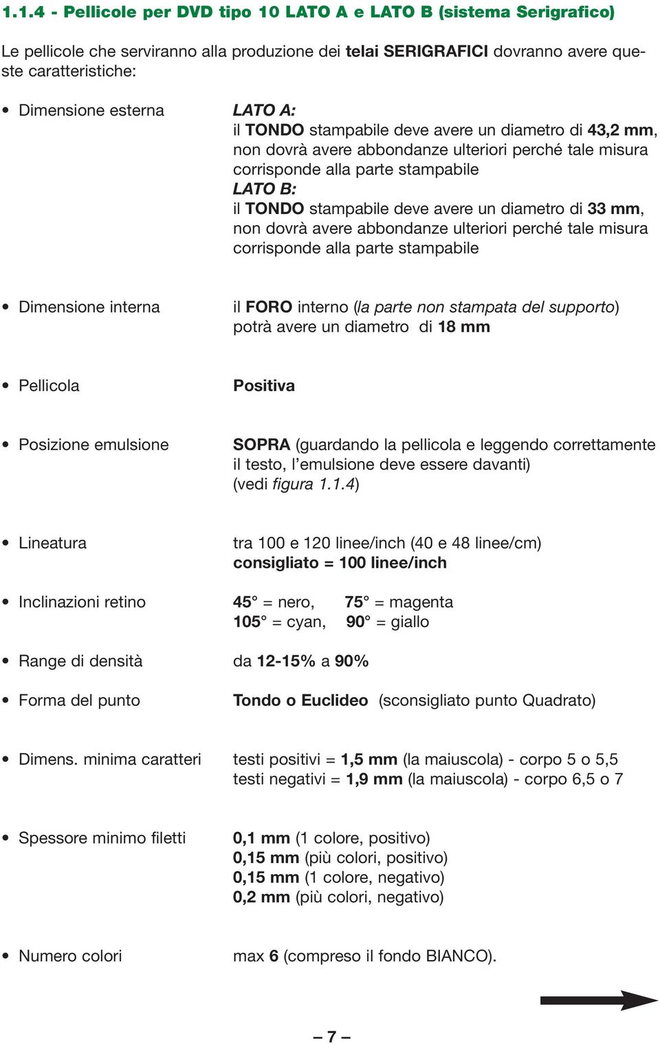 perché tale misura corrisponde alla parte Dimensione interna il FORO interno (la parte non stampata del supporto) potrà avere un di 18 mm Pellicola Positiva Posizione emulsione SOPRA (guardando la