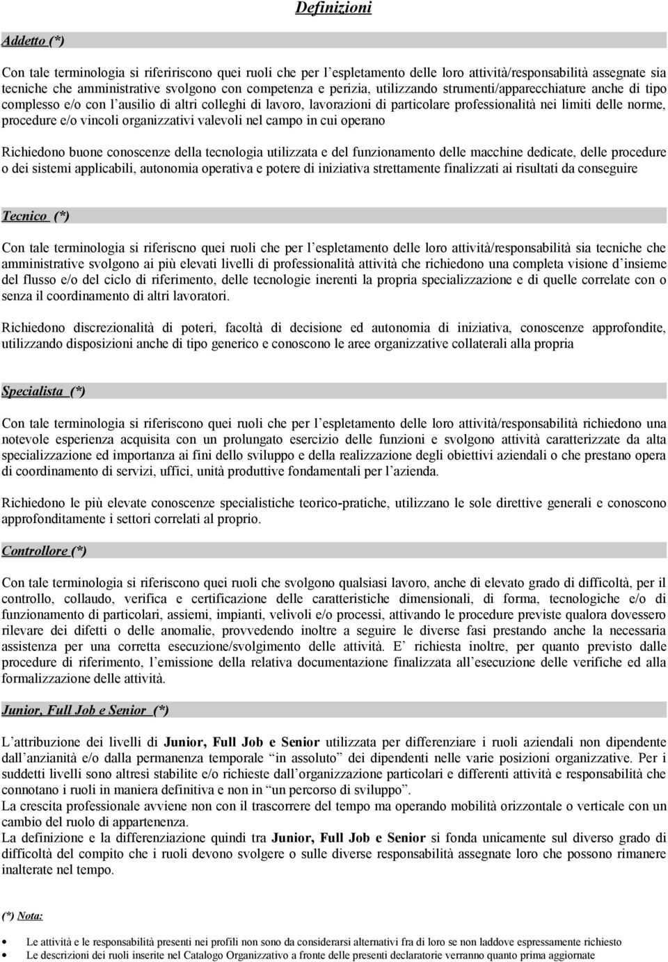 vincoli organizzativi valevoli nel campo in cui operano Richiedono buone conoscenze della tecnologia utilizzata e del funzionamento delle macchine dedicate, delle procedure o dei sistemi applicabili,