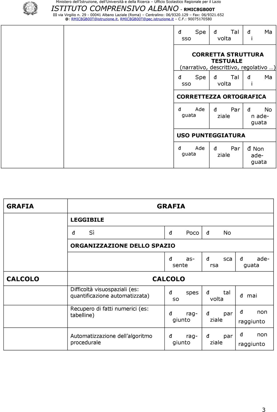 : 90075170580 ss Spe Tal vlta i Ma CORRETTA STRUTTURA TESTUALE (narrativ, descrittiv, reglativ ) ss Spe Tal vlta i Ma CORRETTEZZA ORTOGRAFICA Ade guata Par ziale N n adeguata USO PUNTEGGIATURA Ade