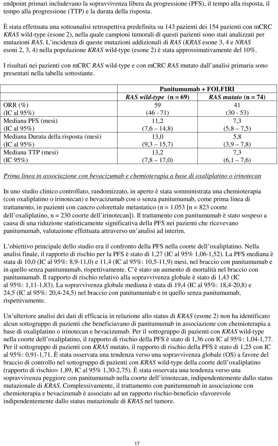 analizzati per mutazioni RAS. L incidenza di queste mutazioni addizionali di RAS (KRAS esone 3, 4 e NRAS esoni 2, 3, 4) nella popolazione KRAS wild-type (esone 2) è stata approssimativamente del 10%.