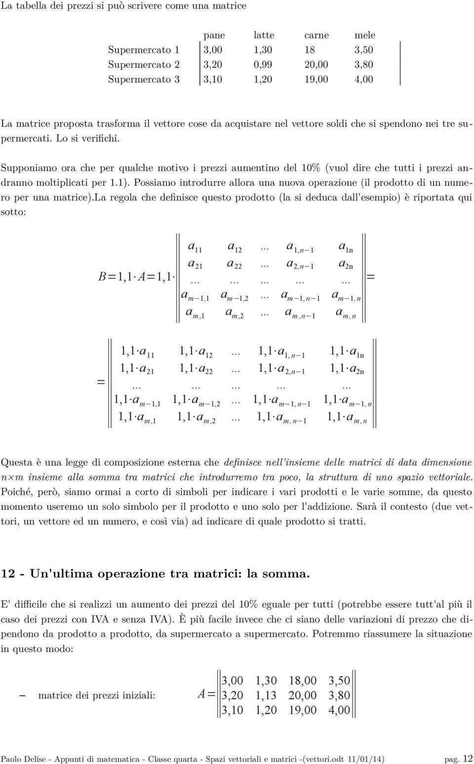 Supponiamo ora che per qualche motivo i prezzi aumentino del 0% (vuol dire che tutti i prezzi andranno moltiplicati per.).