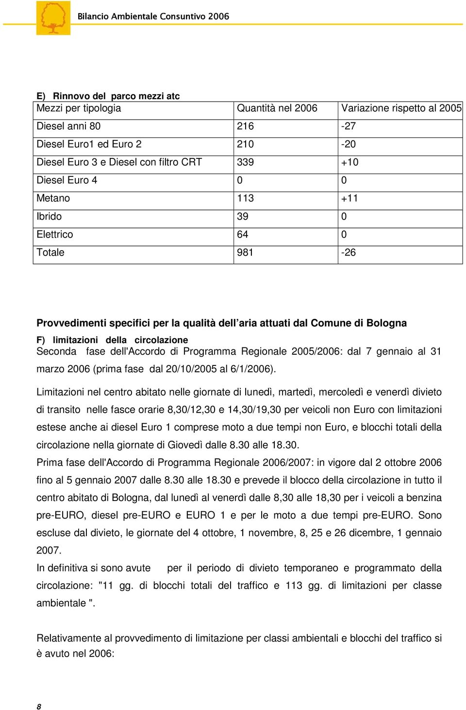 dell'accordo di Programma Regionale 2005/2006: dal 7 gennaio al 31 marzo 2006 (prima fase dal 20/10/2005 al 6/1/2006).