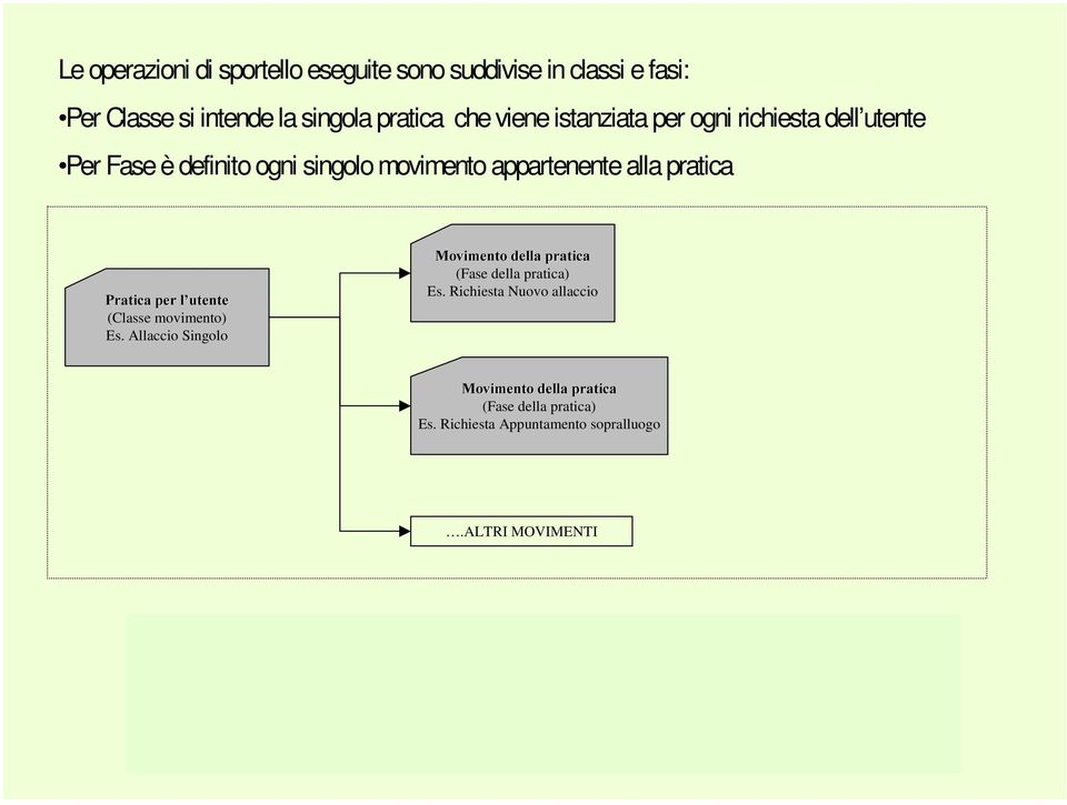 3UDWLFDSHUO XWHQWH (Classe movimento) Es. Allaccio Singolo 0RYLPHQWRGHOODSUDWLFD (Fase della pratica) Es.