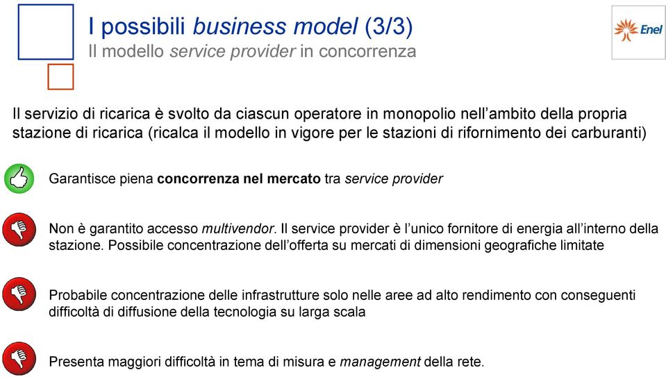 Il service provider è l unico fornitore di energia all interno della stazione.