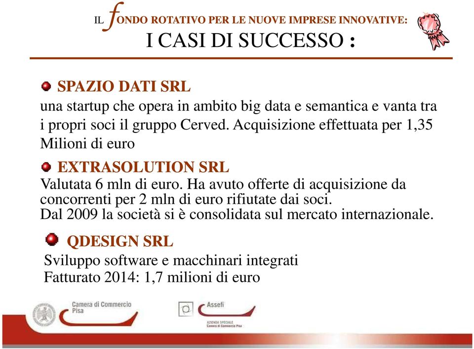 Acquisizione effettuata per 1,35 Milioni di euro EXTRASOLUTION SRL Valutata 6 mln di euro.