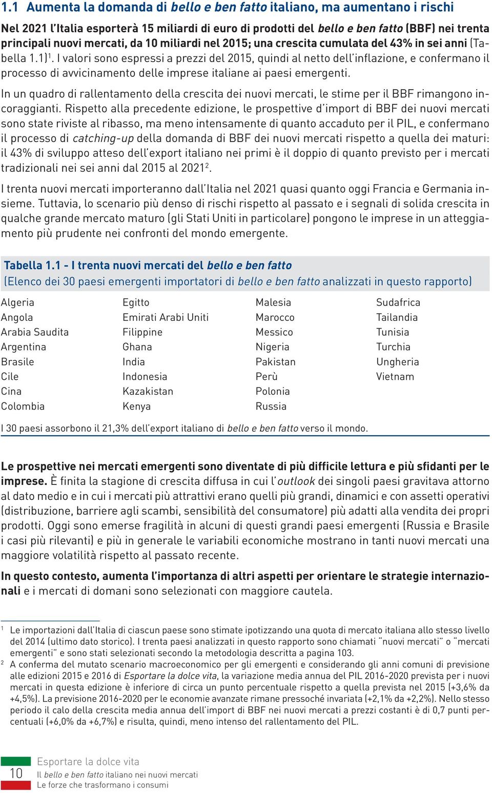 I valori sono espressi a prezzi del 205, quindi al netto dell inflazione, e confermano il processo di avvicinamento delle imprese italiane ai paesi emergenti.