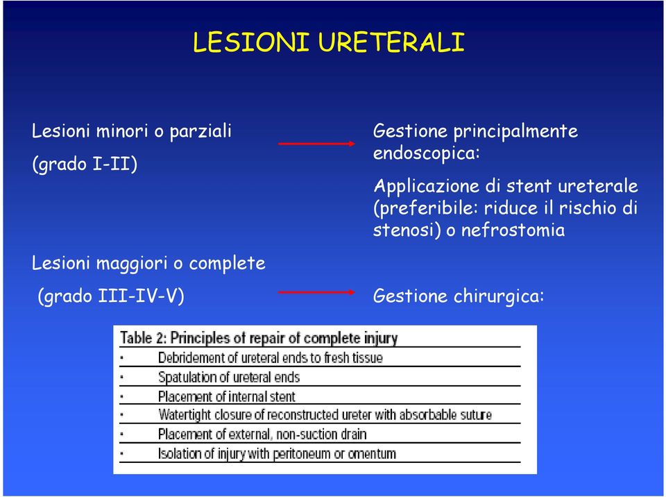 principalmente endoscopica: Applicazione di stent ureterale