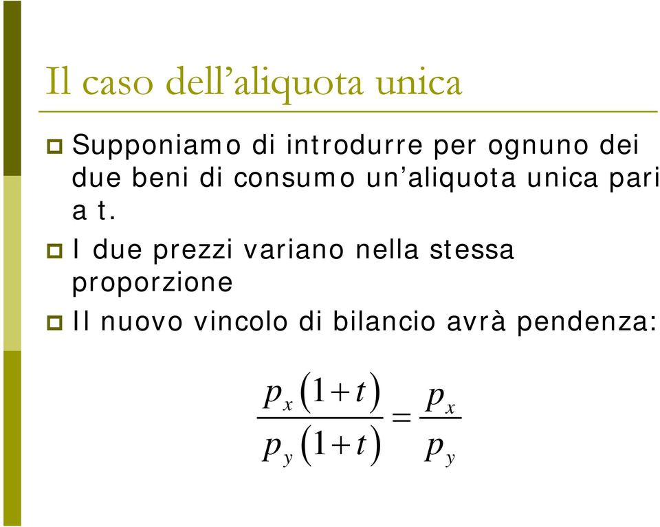 I due prezzi variano nella stessa proporzione Il nuovo