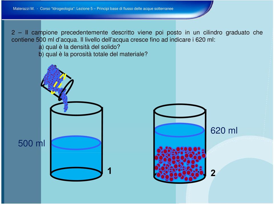 Il livello dell acqua cresce fino ad indicare i 620 ml: a) qual