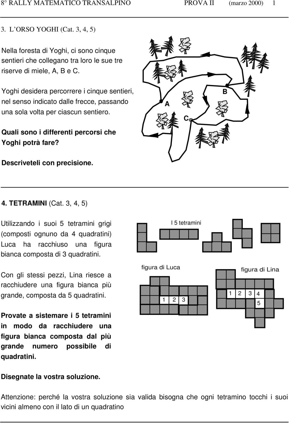 Descriveteli con precisione. 4. TETRAMINI (Cat.