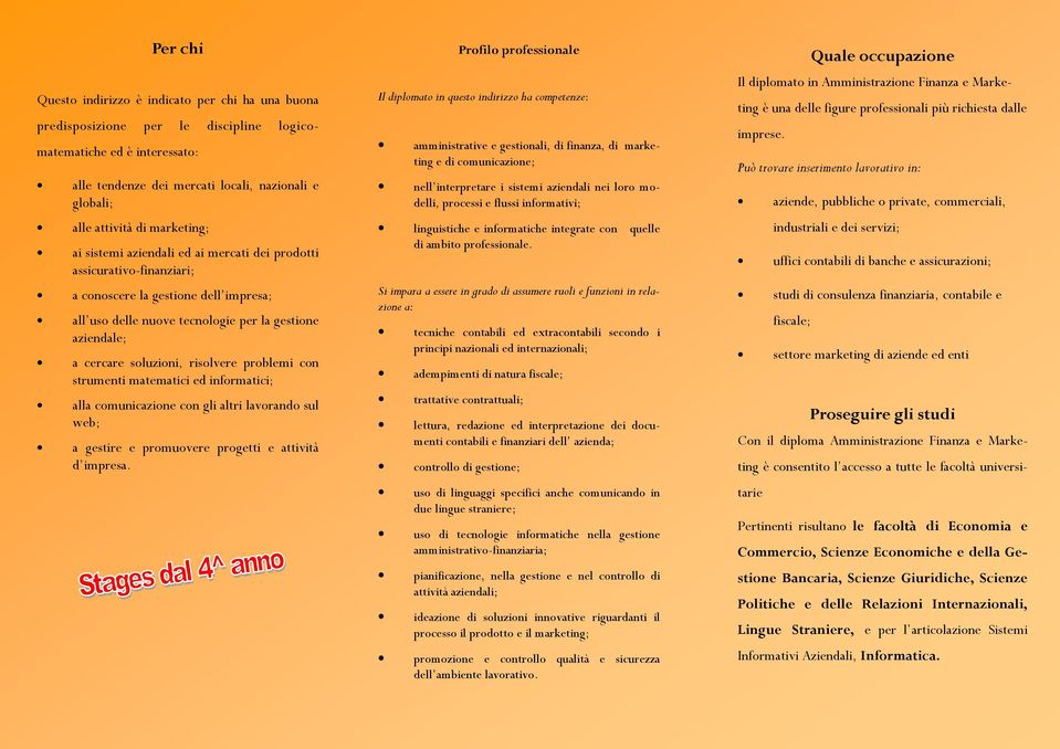 soluzioni, risolvere problemi con strumenti matematici ed informatici; alla comunicazione con gli altri lavorando sul web; a gestire e promuovere progetti e attività d impresa.