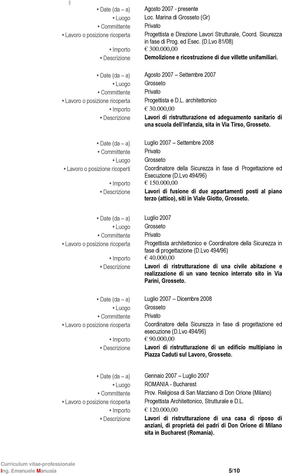 000,00 Descrizione Lavori di ristrutturazione ed adeguamento sanitario di una scuola dell infanzia, sita in Via Tirso, Grosseto.