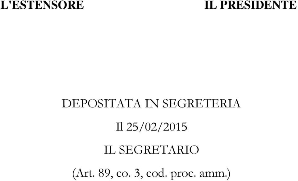 25/02/2015 IL SEGRETARIO