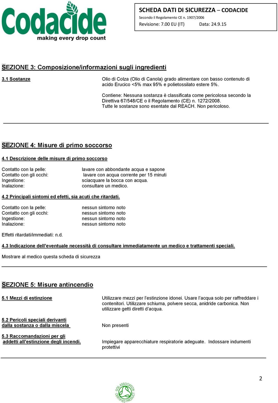 SEZIONE 4: Misure di primo soccorso 4.