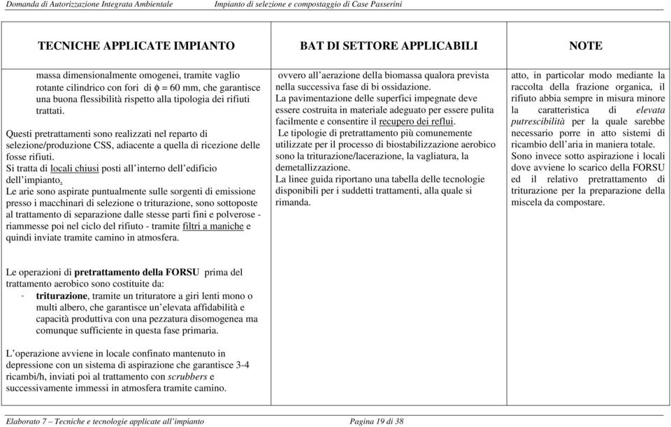 Si tratta di locali chiusi posti all interno dell edificio dell impianto.