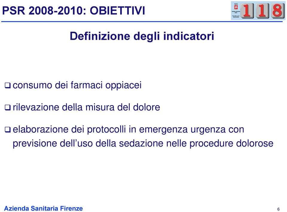 dolore elaborazione dei protocolli in emergenza urgenza