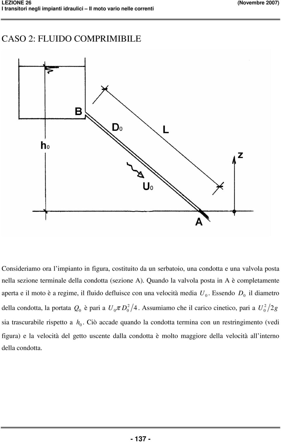 Quno l vlvol po in A è complemene per e il moo è reime, il fluio efluice con un velocià mei. Eeno il imero ell cono, l por Q è pri π 4.