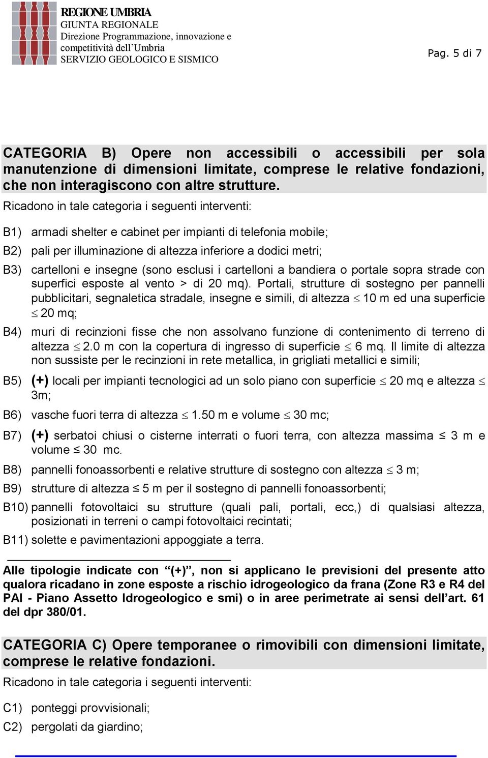 sopra strade con superfici esposte al vento > di 20 mq).