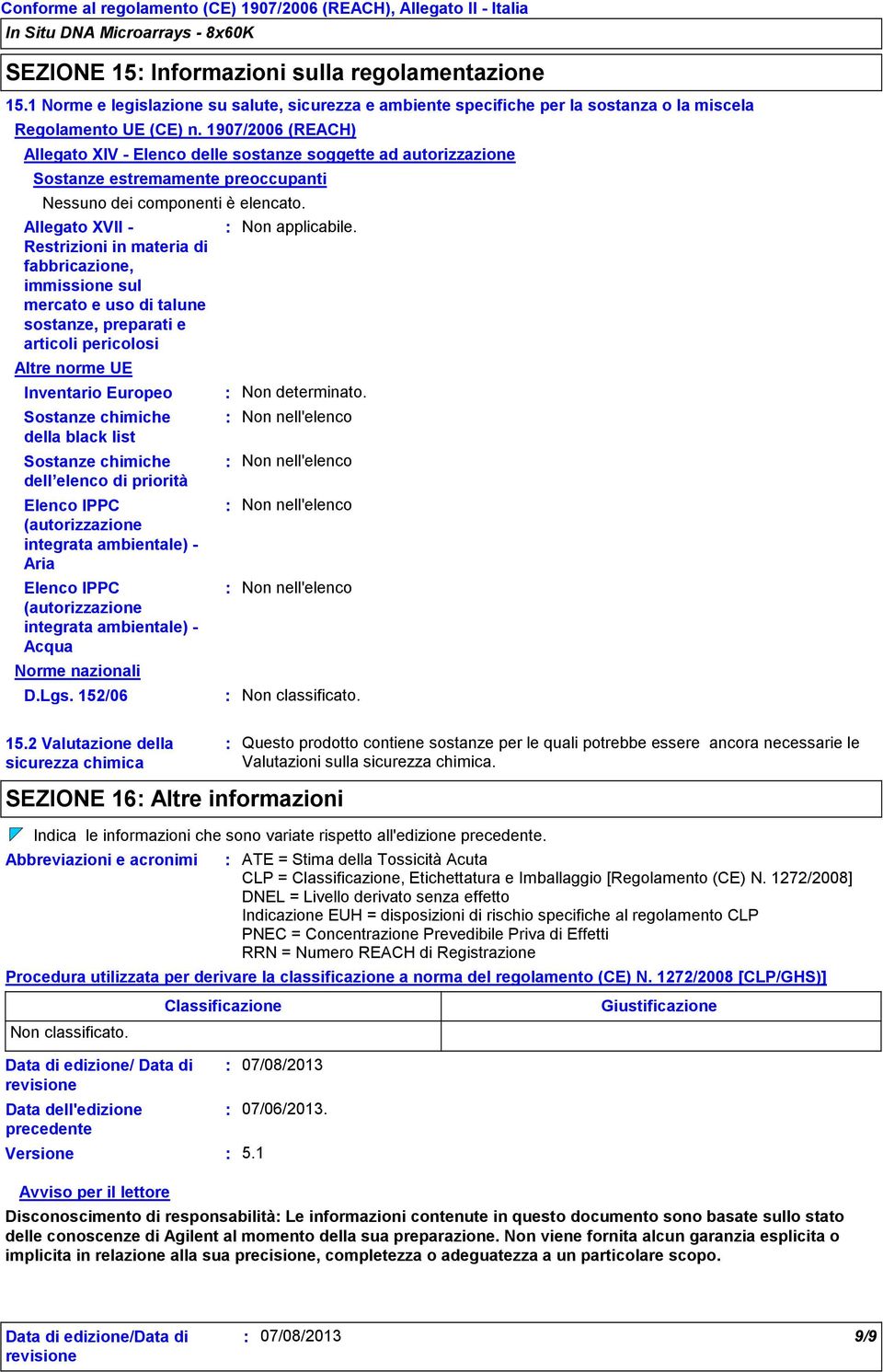 Allegato XVII - Restrizioni in materia di fabbricazione, immissione sul mercato e uso di talune sostanze, preparati e articoli pericolosi Altre norme UE Inventario Europeo Sostanze chimiche della