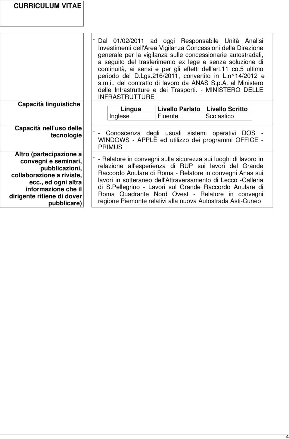 per la vigilanza sulle concessionarie autostradali, a seguito del trasferimento ex lege e senza soluzione di continuità, ai sensi e per gli effetti dell'art.11 co.5 ultimo periodo del D.Lgs.