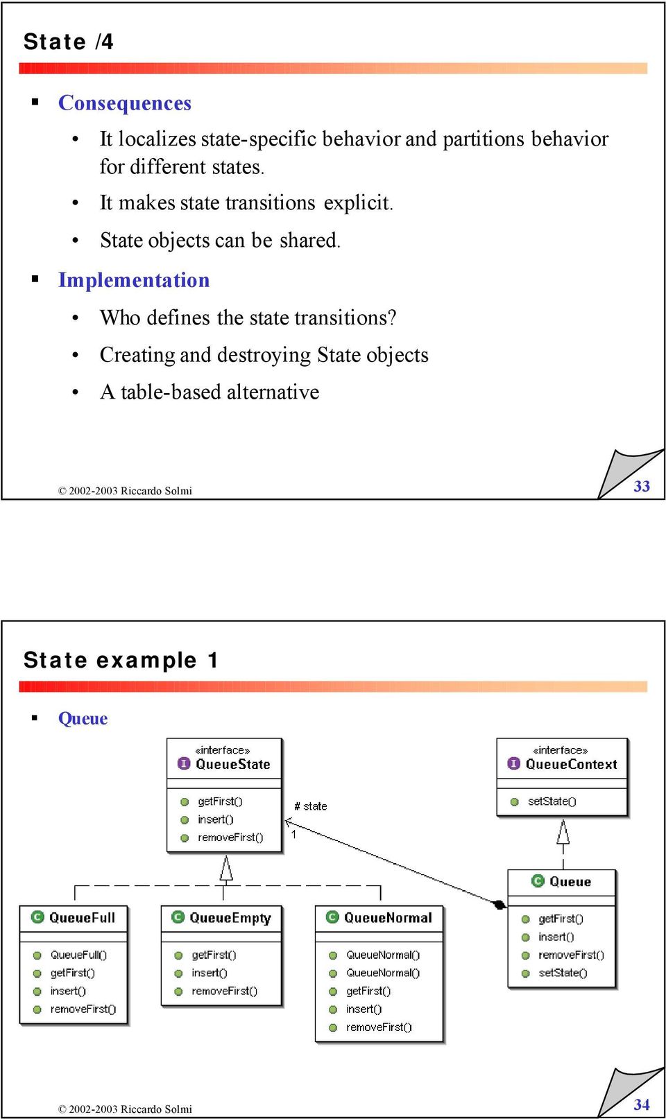 State objects can be shared. Implementation Who defines the state transitions?