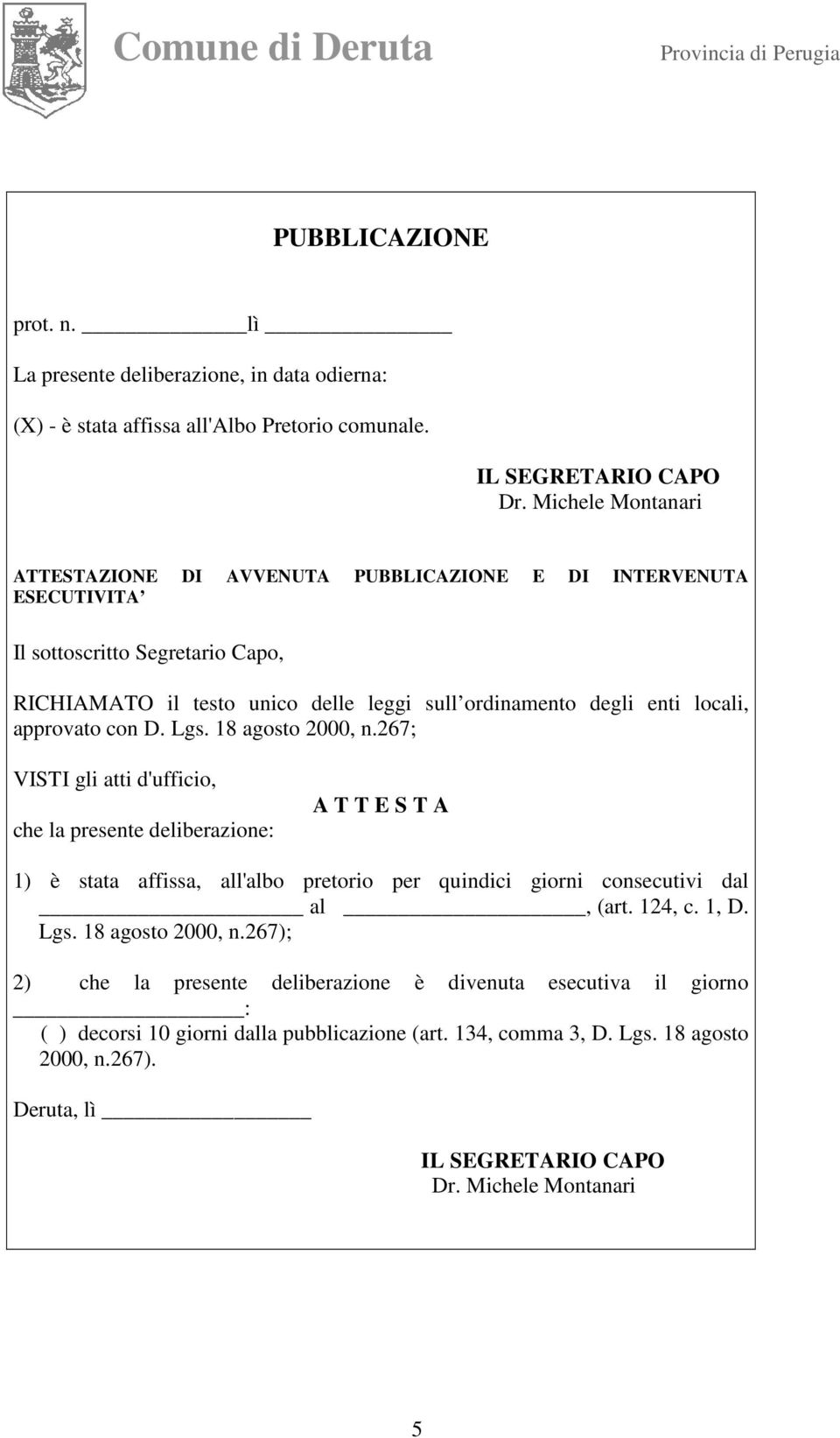 locali, approvato con D. Lgs. 18 agosto 2000, n.