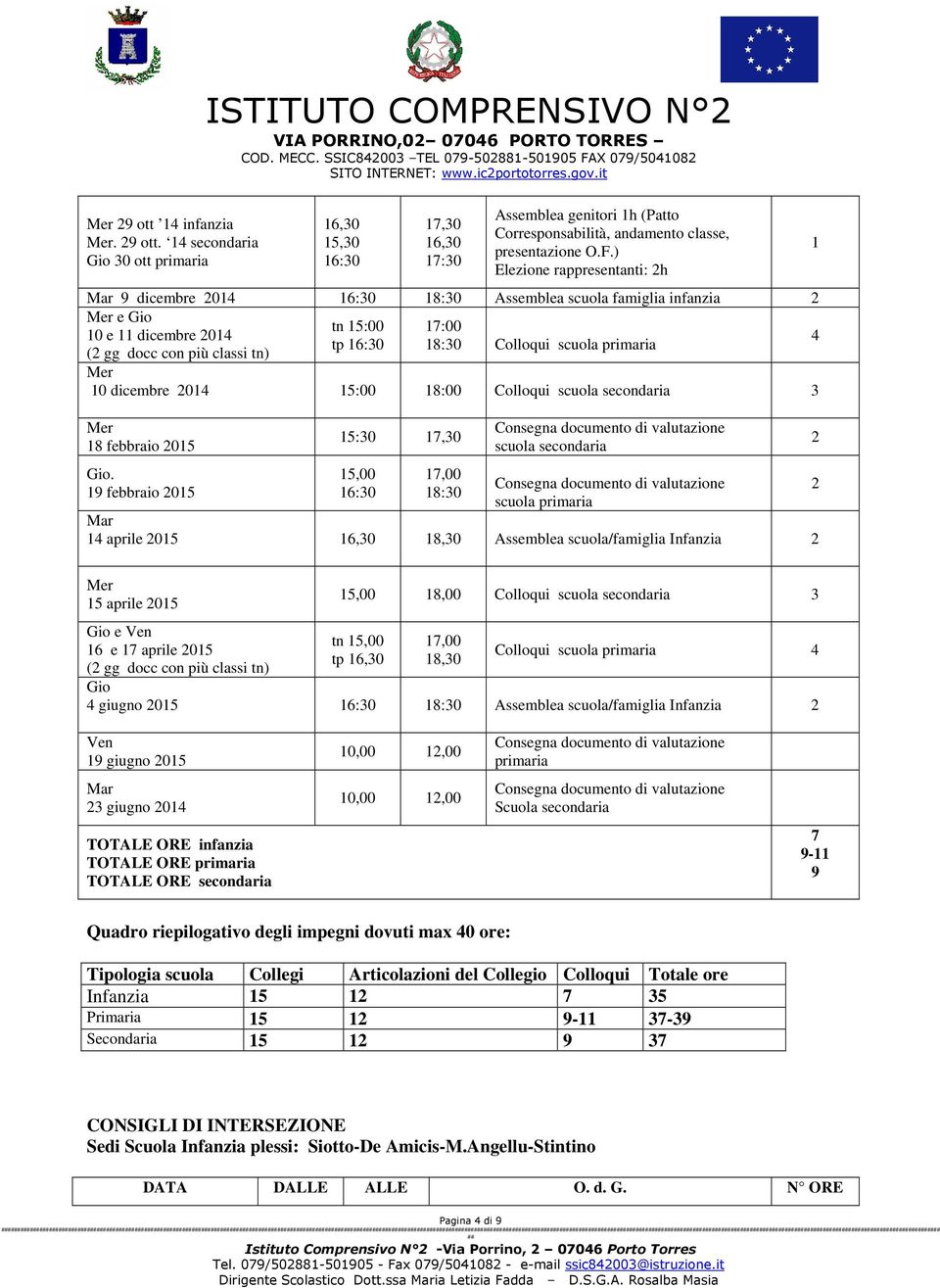 dicembre 2014 Colloqui scuola secondaria 3 Mer 18 febbraio 2015 Gio.