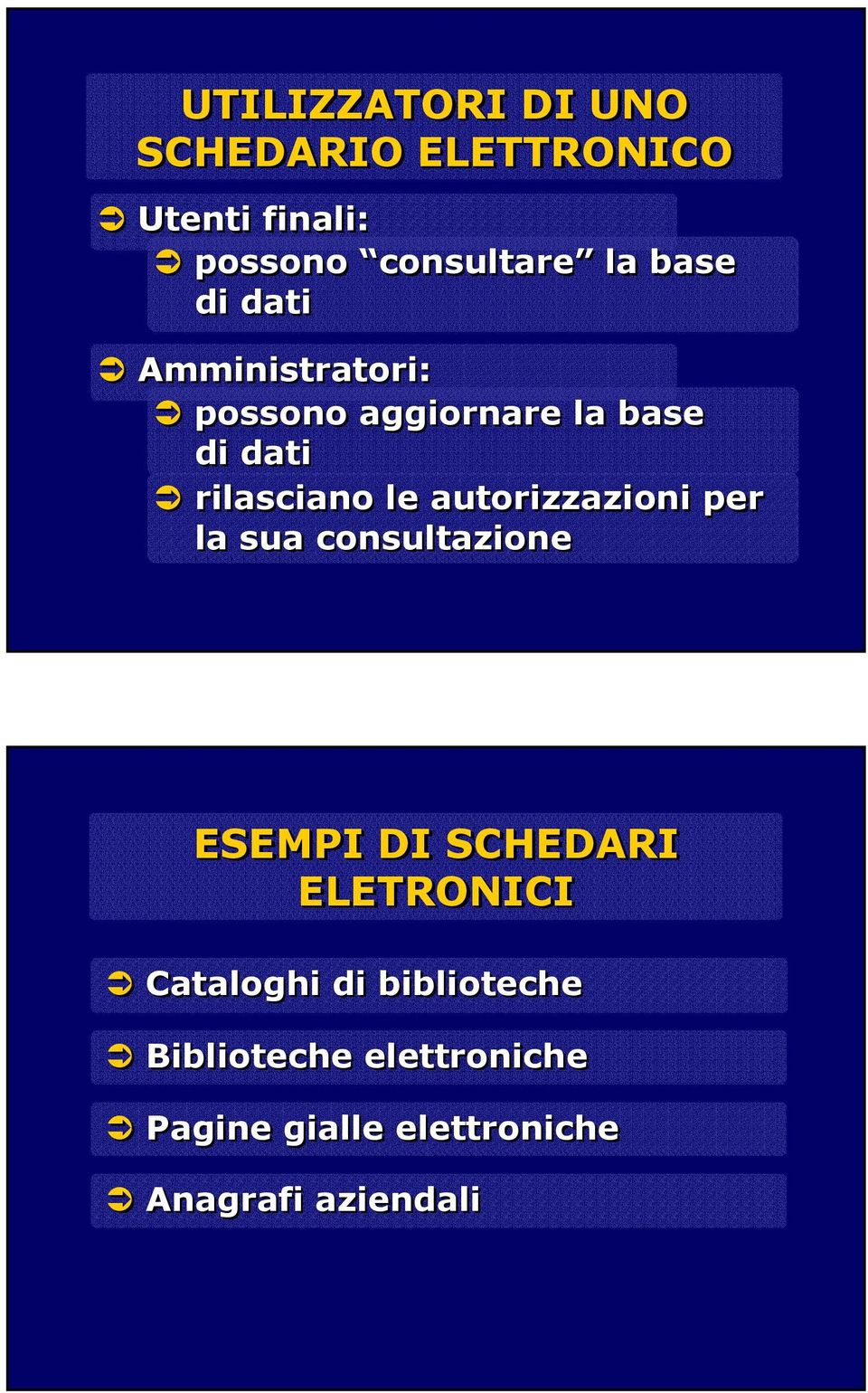 autorizzazioni per la sua consultazione ESEMPI DI SCHEDARI ELETRONICI Cataloghi