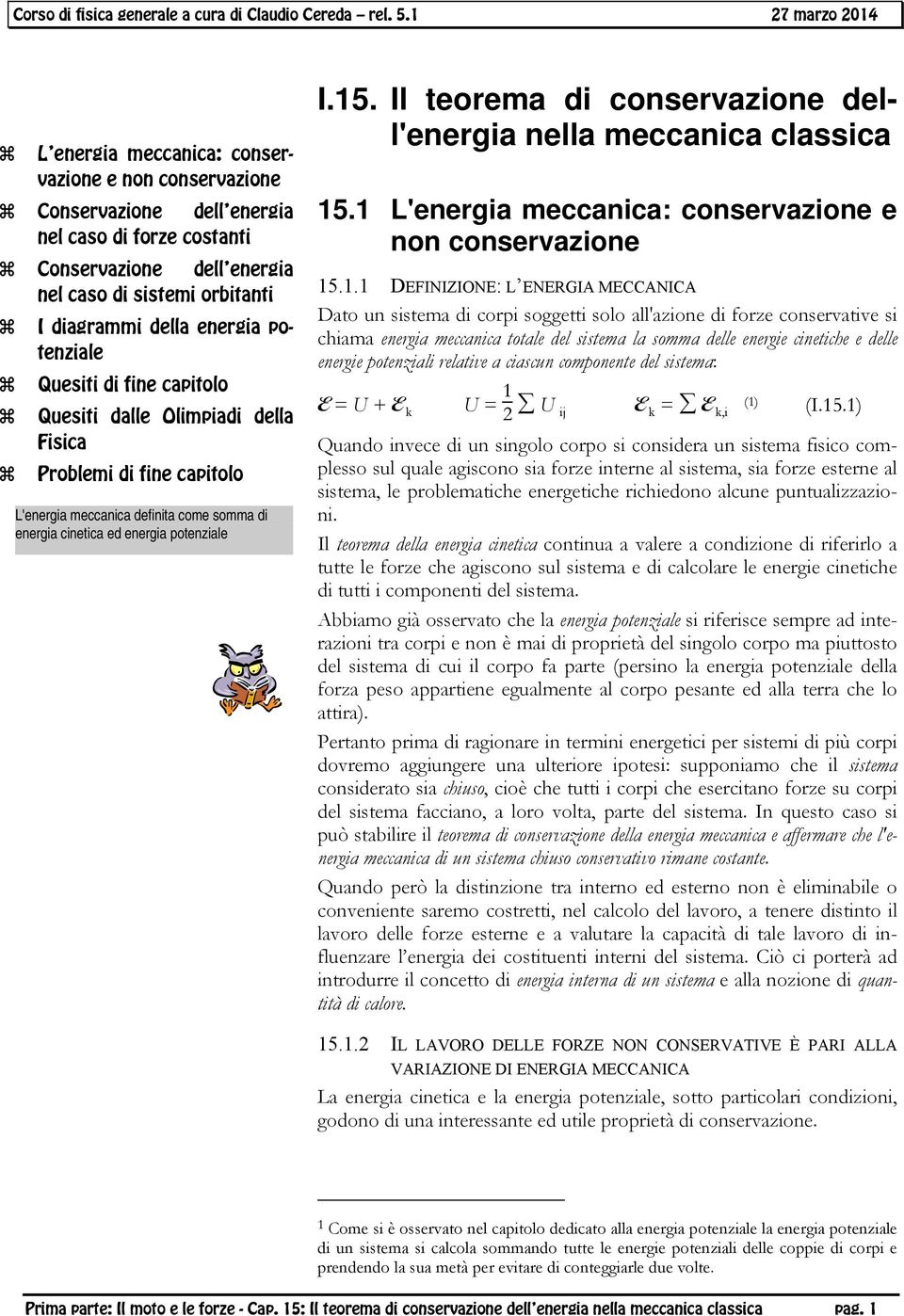 Il teoema di consevazione dell'enegia nella meccanica classica 15