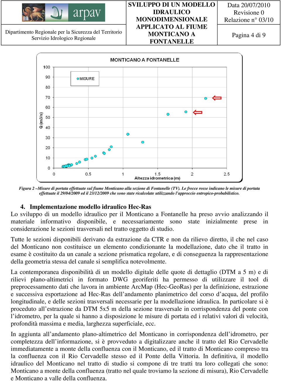 Implementazione modello idraulico Hec-Ras Lo sviluppo di un modello idraulico per il Monticano a Fontanelle ha preso avvio analizzando il materiale informativo disponibile, e necessariamente sono