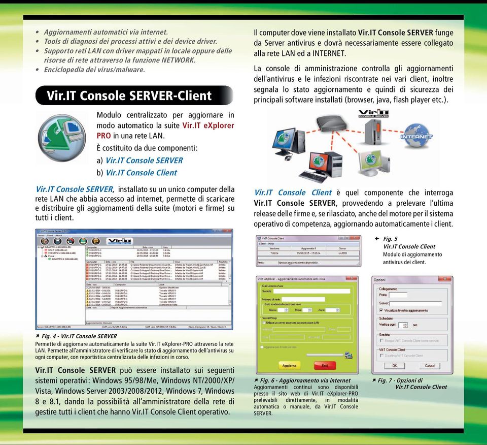 IT Console SERVER-Client Modulo centralizzato per aggiornare in modo automatico la suite Vir.IT explorer PRO in una rete LAN. È costituito da due componenti: a) Vir.IT Console SERVER b) Vir.