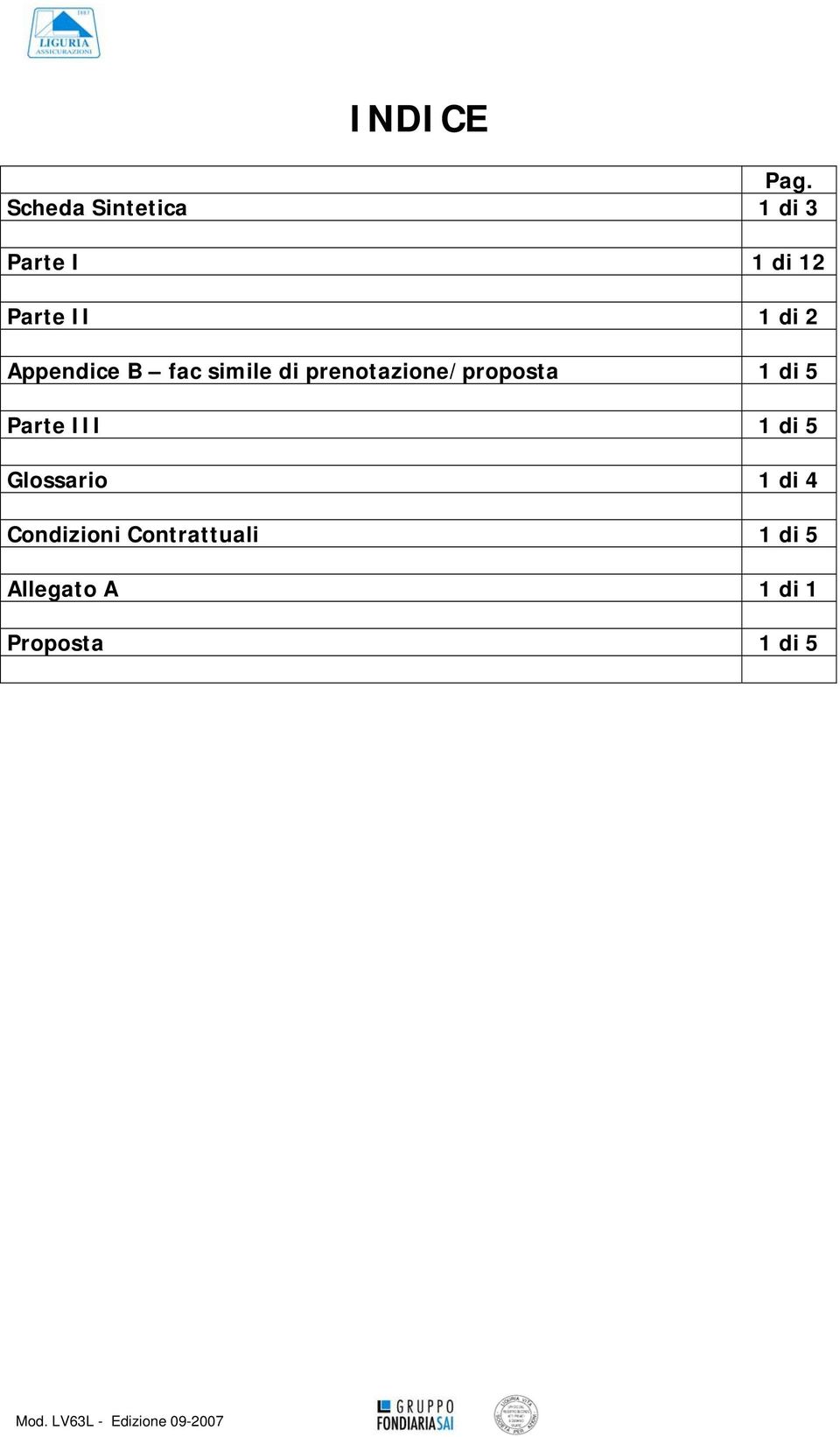 Appendice B fac simile di prenotazione/proposta 1 di 5