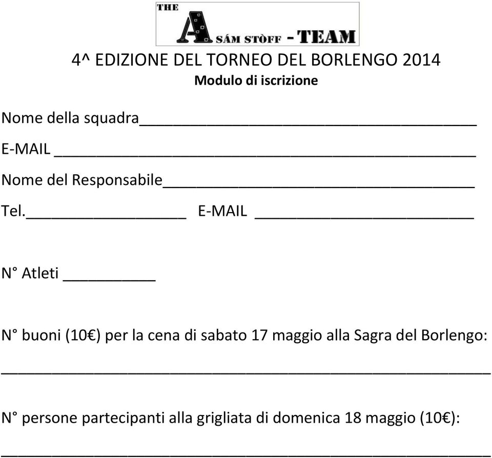 E MAIL N Atleti N buoni (10 ) per la cena di sabato 17 maggio alla