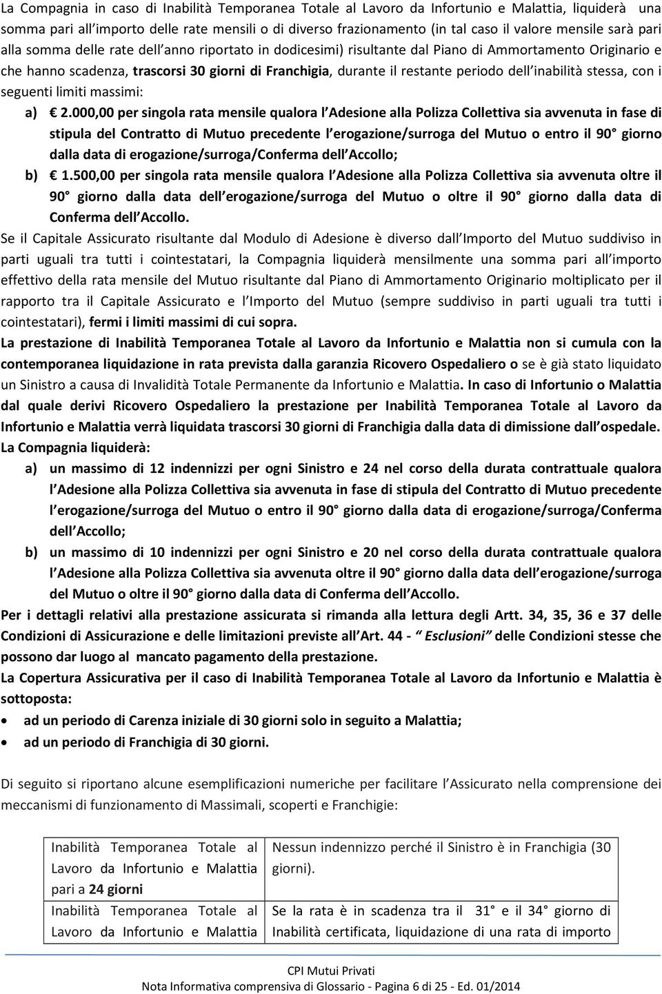 periodo dell inabilità stessa, con i seguenti limiti massimi: a) 2.