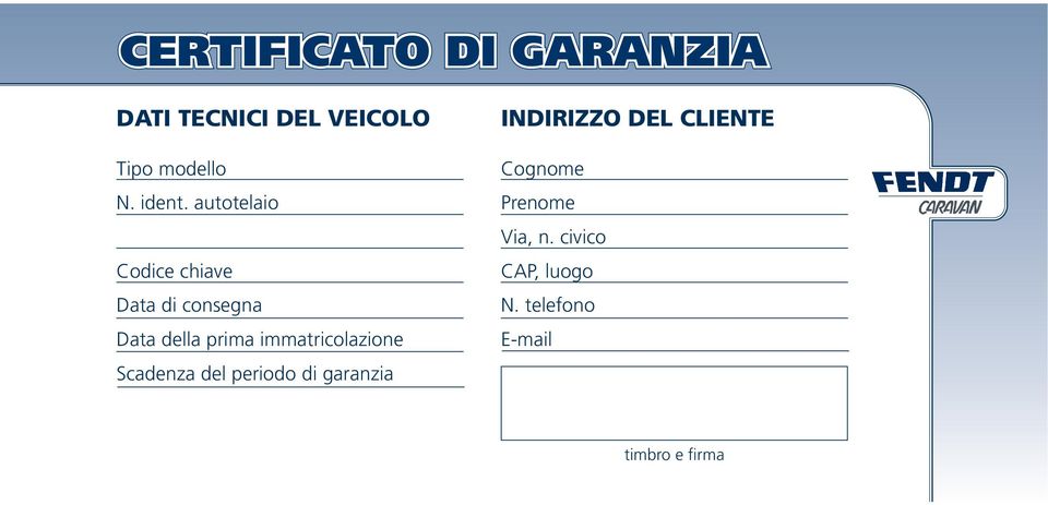 autotelaio Codice chiave Data di consegna Data della prima