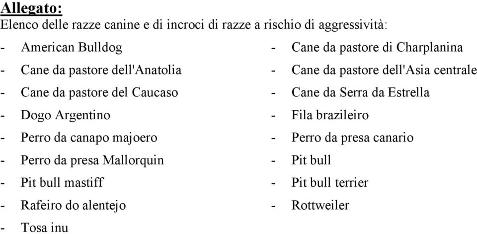 Caucaso - Cane da Serra da Estrella - Dogo Argentino - Fila brazileiro - Perro da canapo majoero - Perro da presa